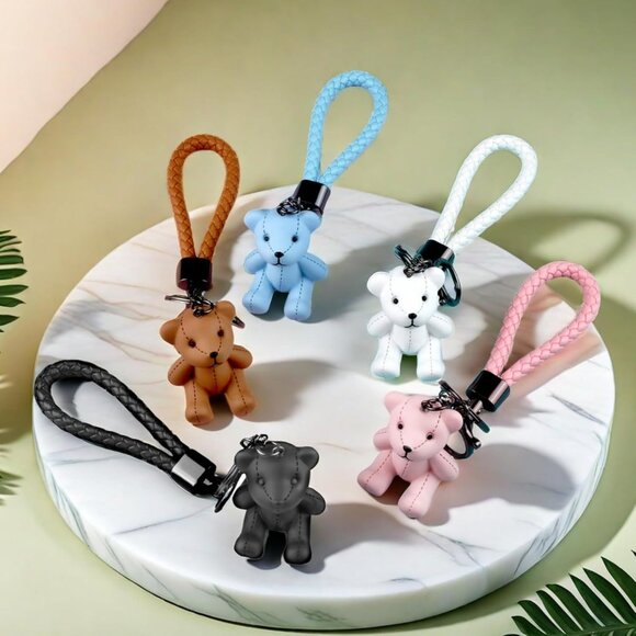 Bear Resin Keychain Bear Key Ring Bag Charm for Car Keys, Backpack Accessories,D - Picture 6 of 6